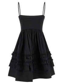 Ganni Black Mini Frill Dress Black