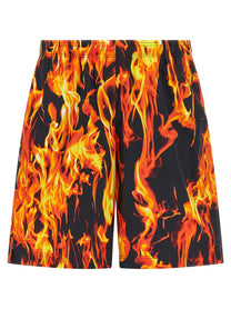 Vetements Black &amp; Orange Fire Bermuda Shorts Gold