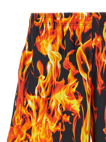 Vetements Black &amp; Orange Fire Bermuda Shorts Gold