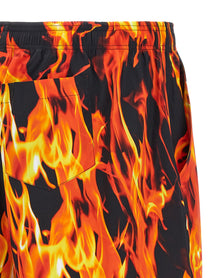 Vetements Black &amp; Orange Fire Bermuda Shorts Gold