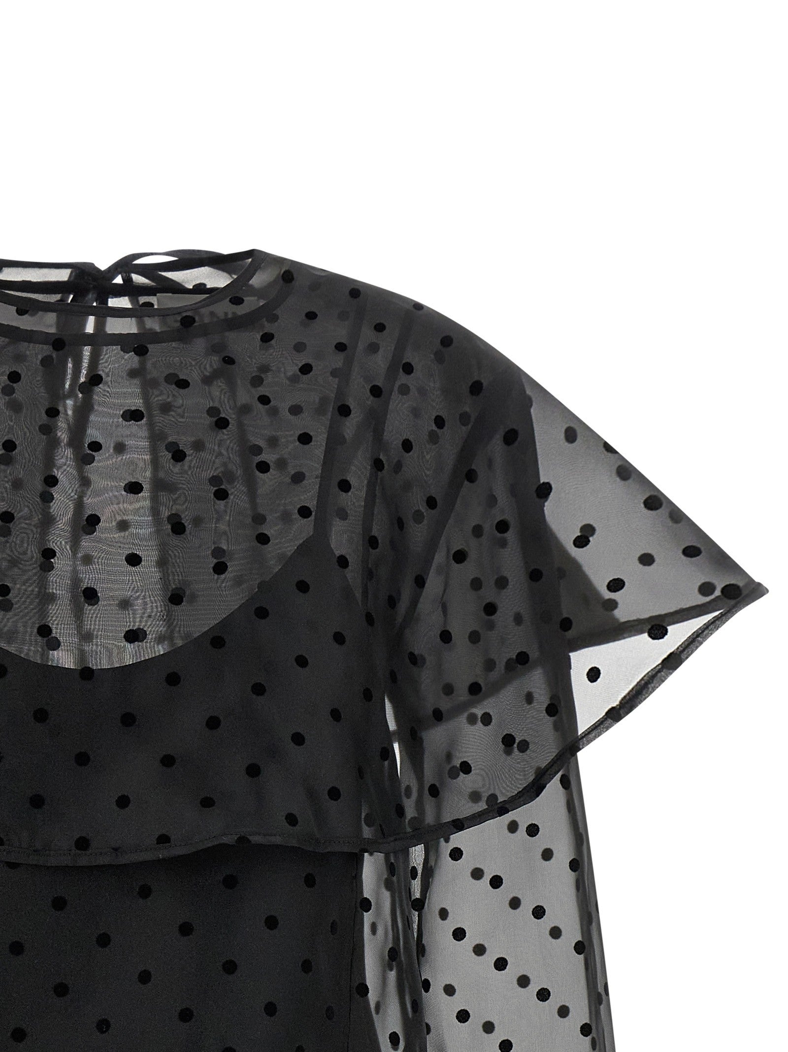 Ganni Black Organza Circle Collar Dress Black