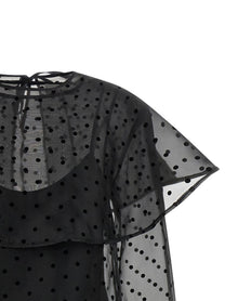 Ganni Black Organza Circle Collar Dress Black
