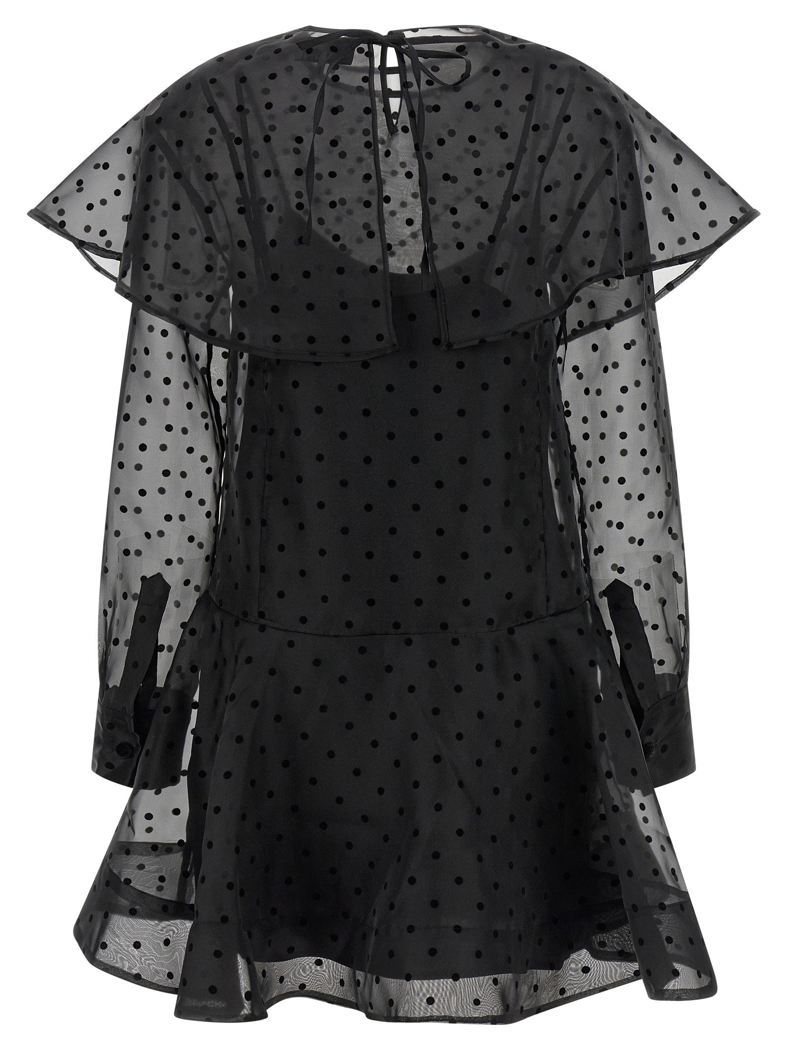 Ganni Black Organza Circle Collar Dress Black