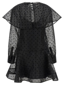 Ganni Black Organza Circle Collar Dress Black
