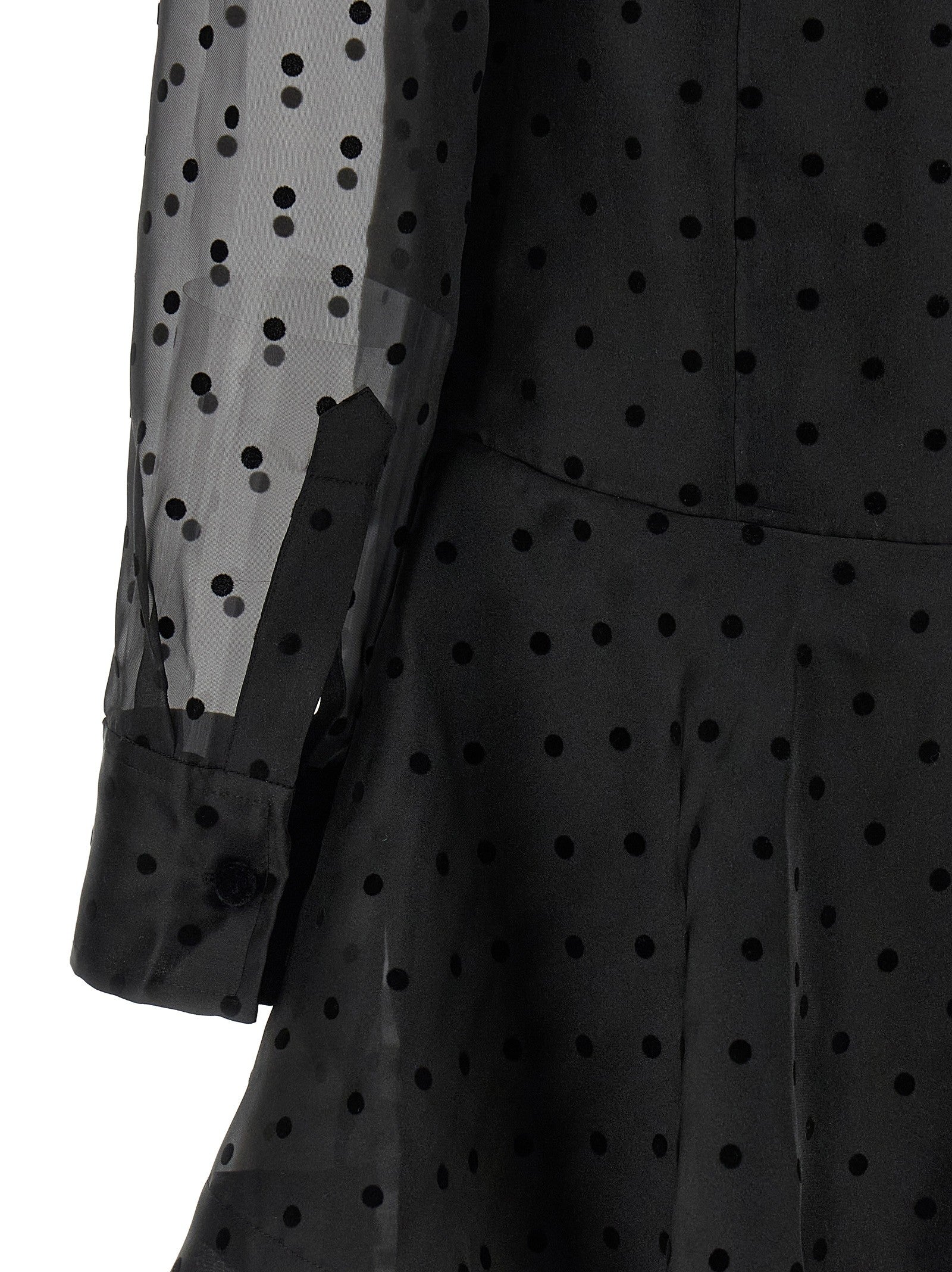 Ganni Black Organza Circle Collar Dress Black