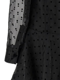 Ganni Black Organza Circle Collar Dress Black