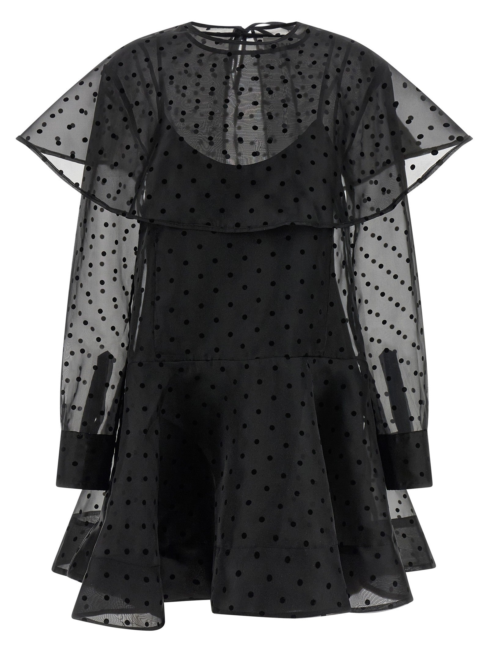 Ganni Black Organza Circle Collar Dress Black