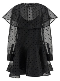 Ganni Black Organza Circle Collar Dress Black