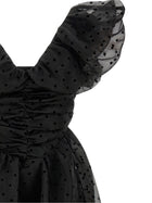 Ganni Black Organza Ruched Dress Black