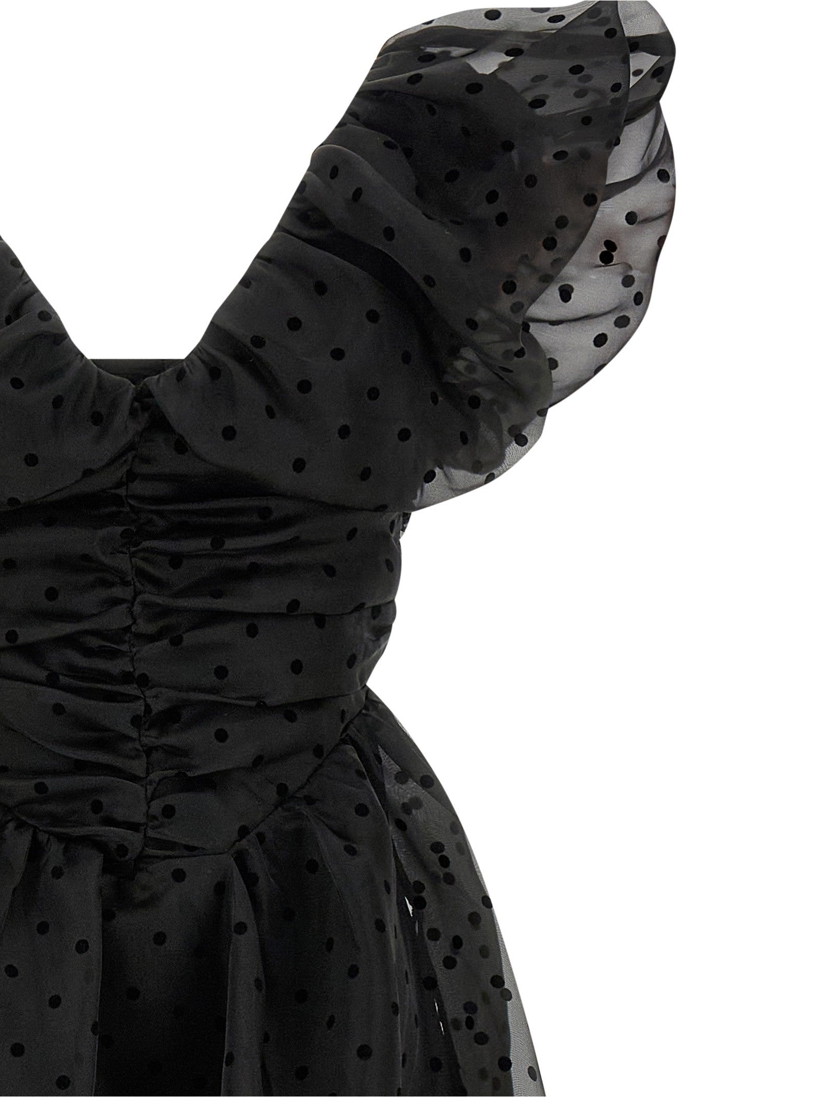 Ganni Black Organza Ruched Dress Black