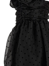 Ganni Black Organza Ruched Dress Black