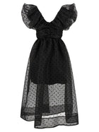 Ganni Black Organza Ruched Dress Black