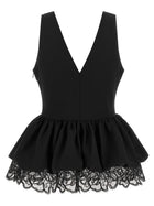 ROTATE Birger Christensen Black Peplum Top Black