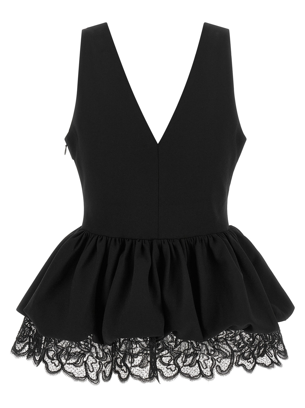 ROTATE Birger Christensen Black Peplum Top Black