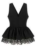 ROTATE Birger Christensen Black Peplum Top Black
