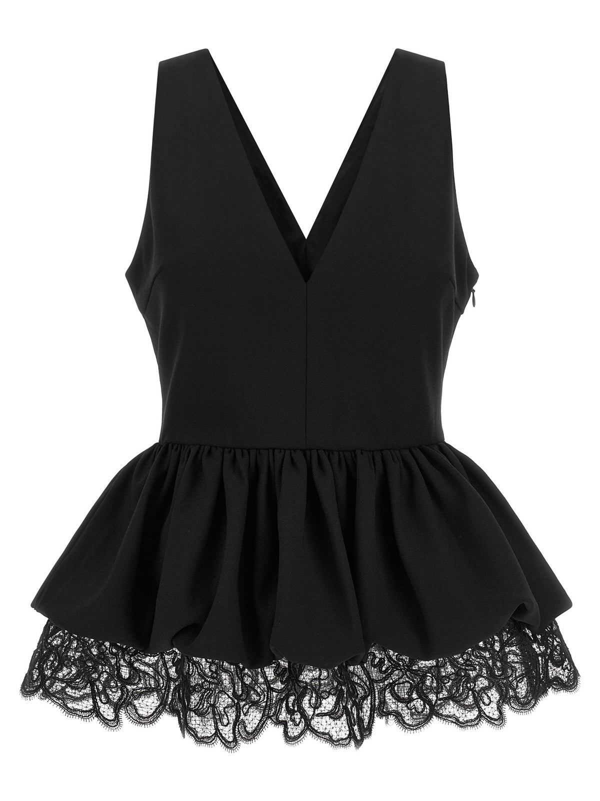 ROTATE Birger Christensen Black Peplum Top Black