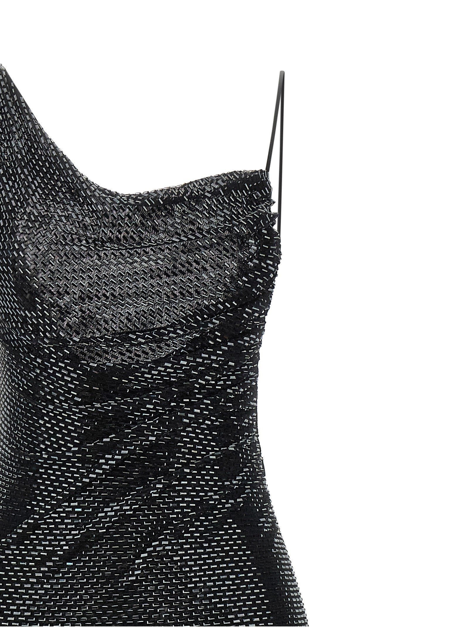 self-portrait Black Rhinestone Draped Maxi Dress Black