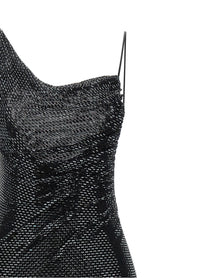 self-portrait Black Rhinestone Draped Maxi Dress Black