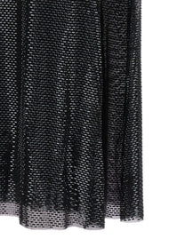 self-portrait Black Rhinestone Draped Maxi Dress Black
