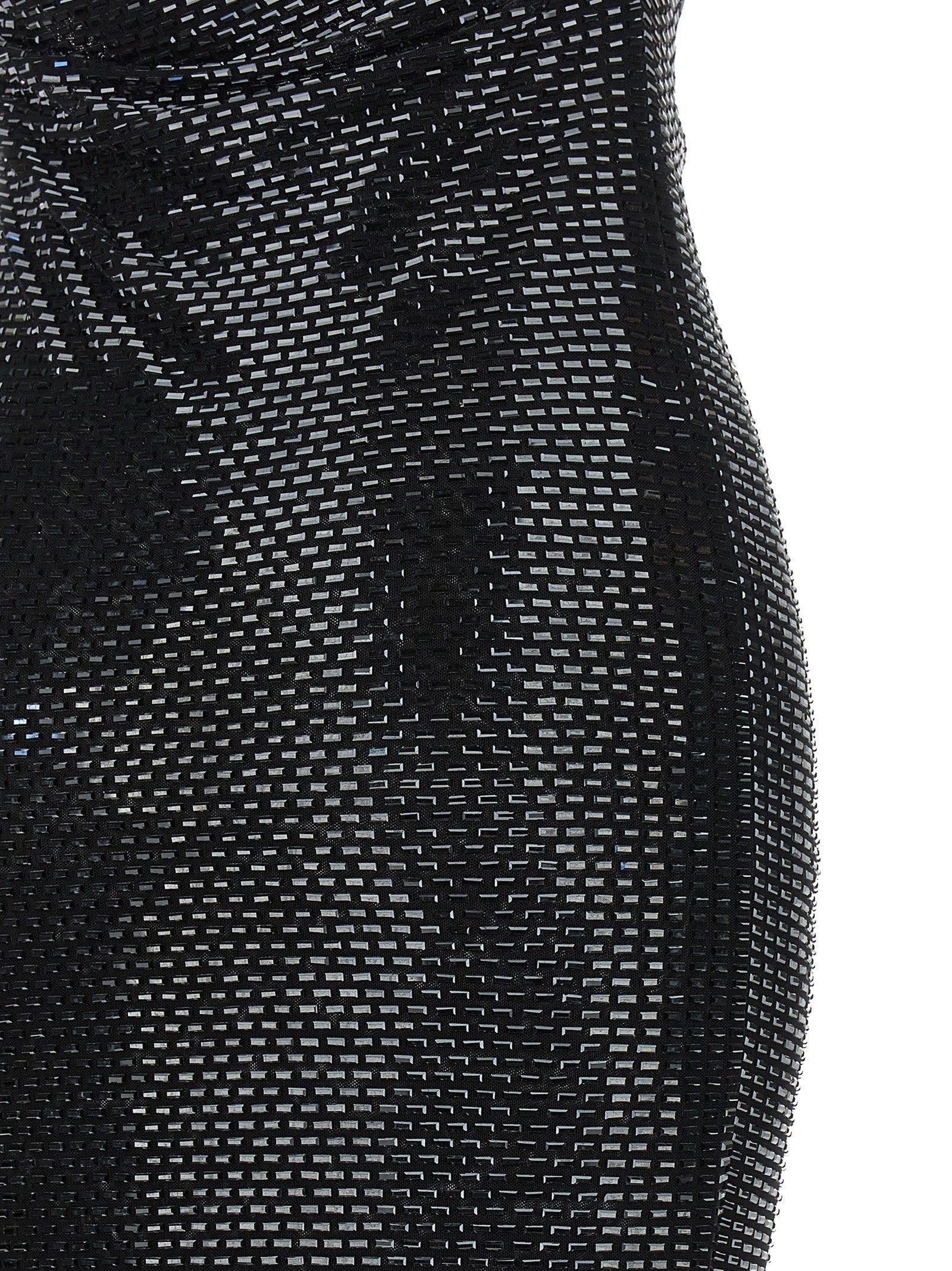 self-portrait Black Rhinestone Draped Maxi Dress Black
