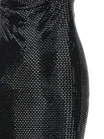 self-portrait Black Rhinestone Draped Maxi Dress Black