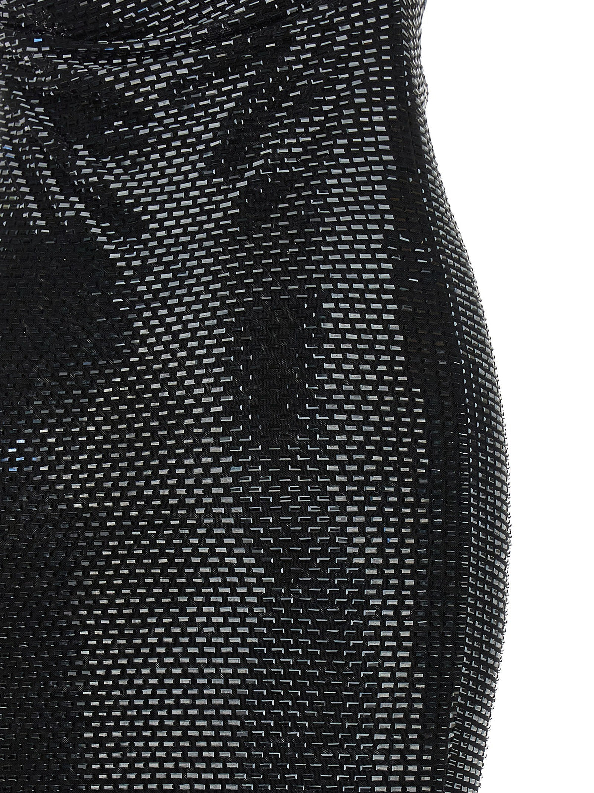 self-portrait Black Rhinestone Draped Maxi Dress Black, view 4