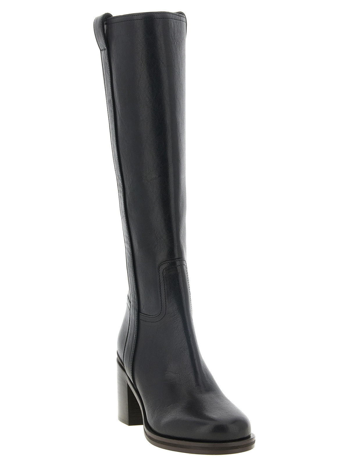 Brunello Cucinelli Black Riding Leather Boots Black
