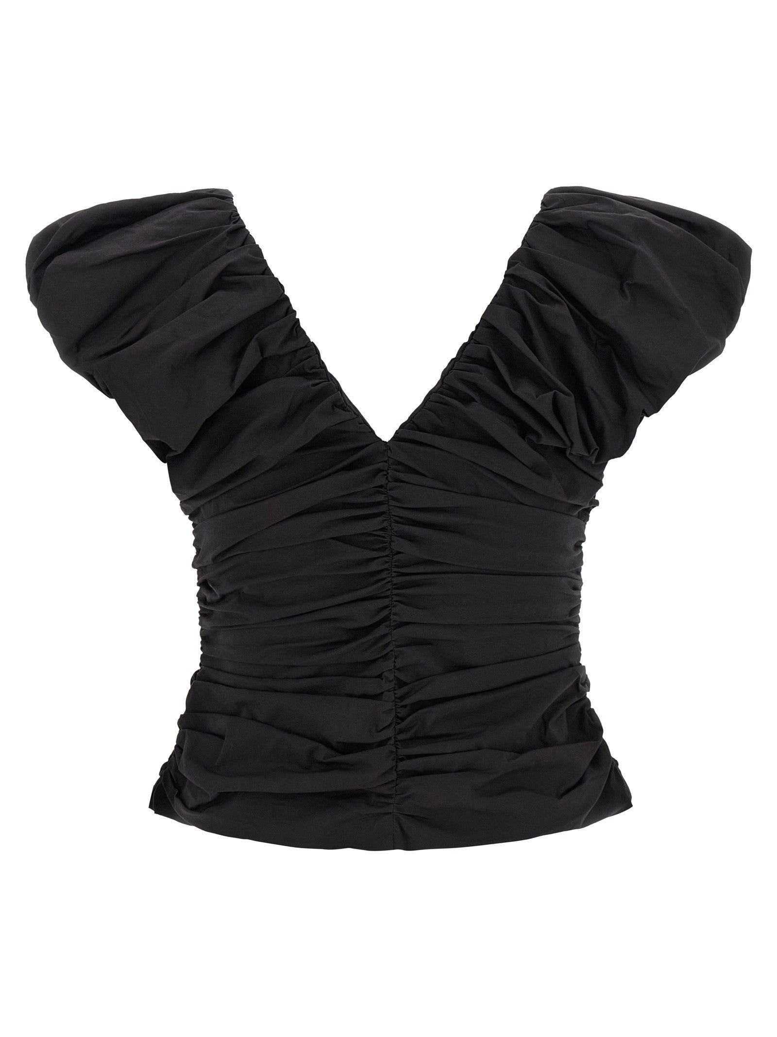 Ganni Black Ruched Top Black