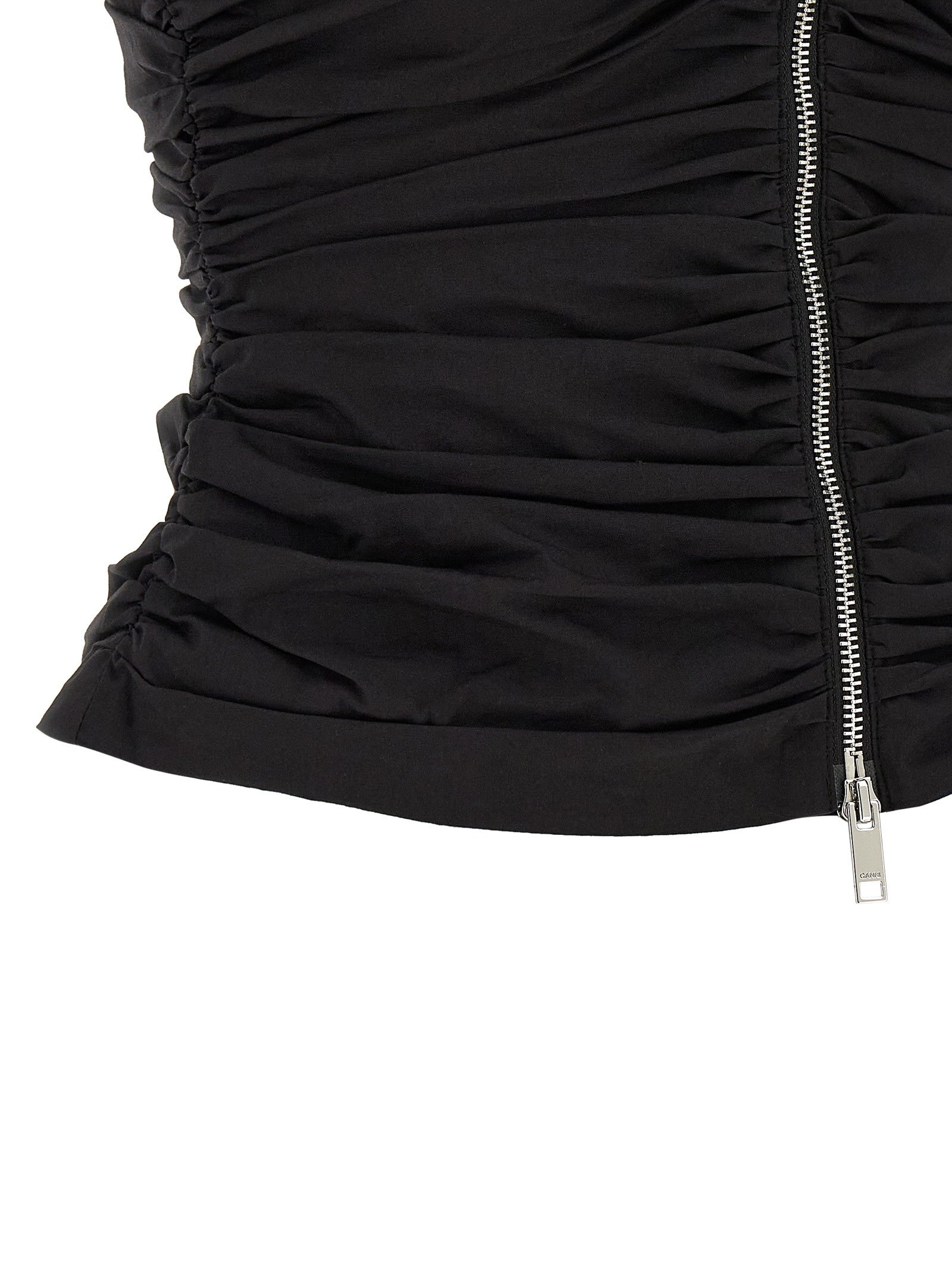Ganni Black Ruched Top Black