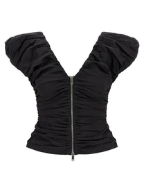 Ganni Black Ruched Top Black