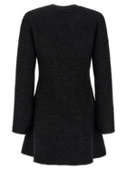 self-portrait Black Sequin Knit Mini Dress Black, view 2