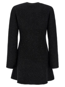 self-portrait Black Sequin Knit Mini Dress Black