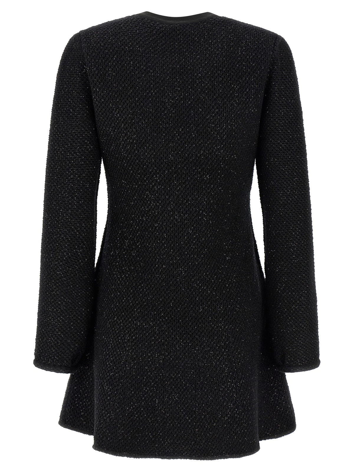 self-portrait Black Sequin Knit Mini Dress Black, view 2