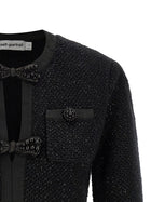 self-portrait Black Sequin Knit Mini Dress Black, view 3