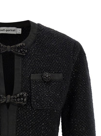 self-portrait Black Sequin Knit Mini Dress Black