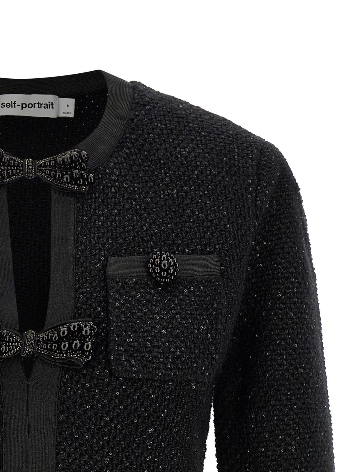 self-portrait Black Sequin Knit Mini Dress Black, view 3