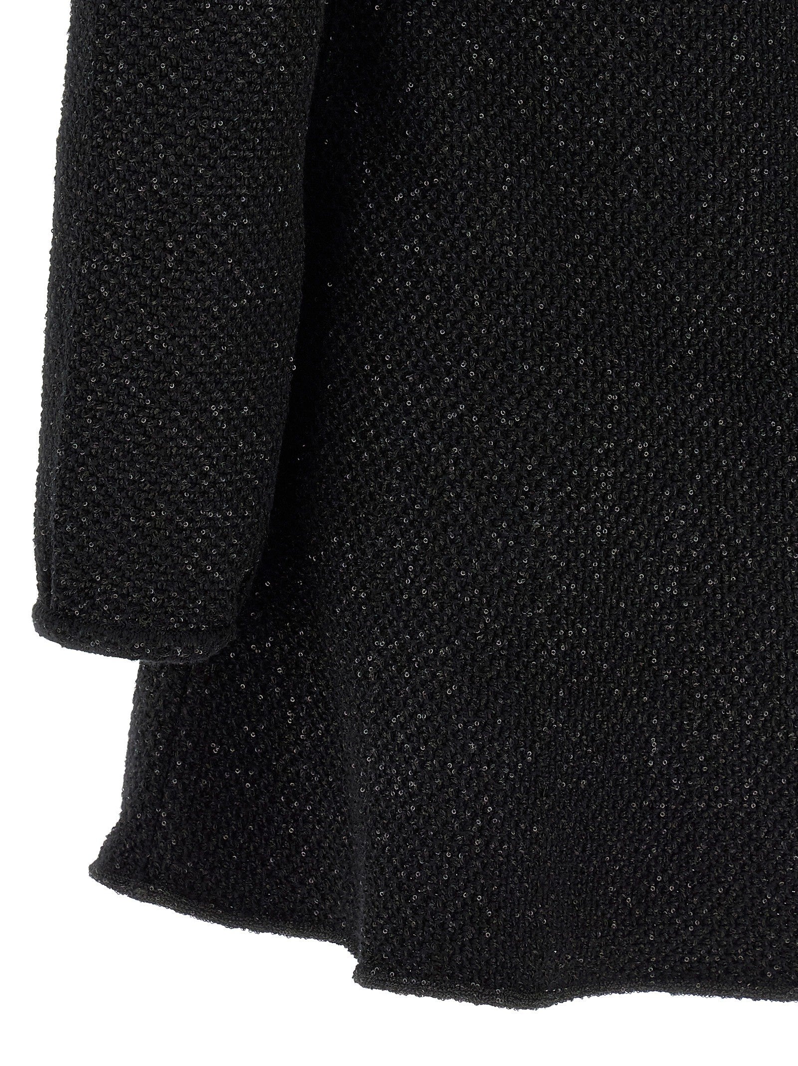 self-portrait Black Sequin Knit Mini Dress Black