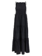 Ganni Black Smock Tie Dress Grey