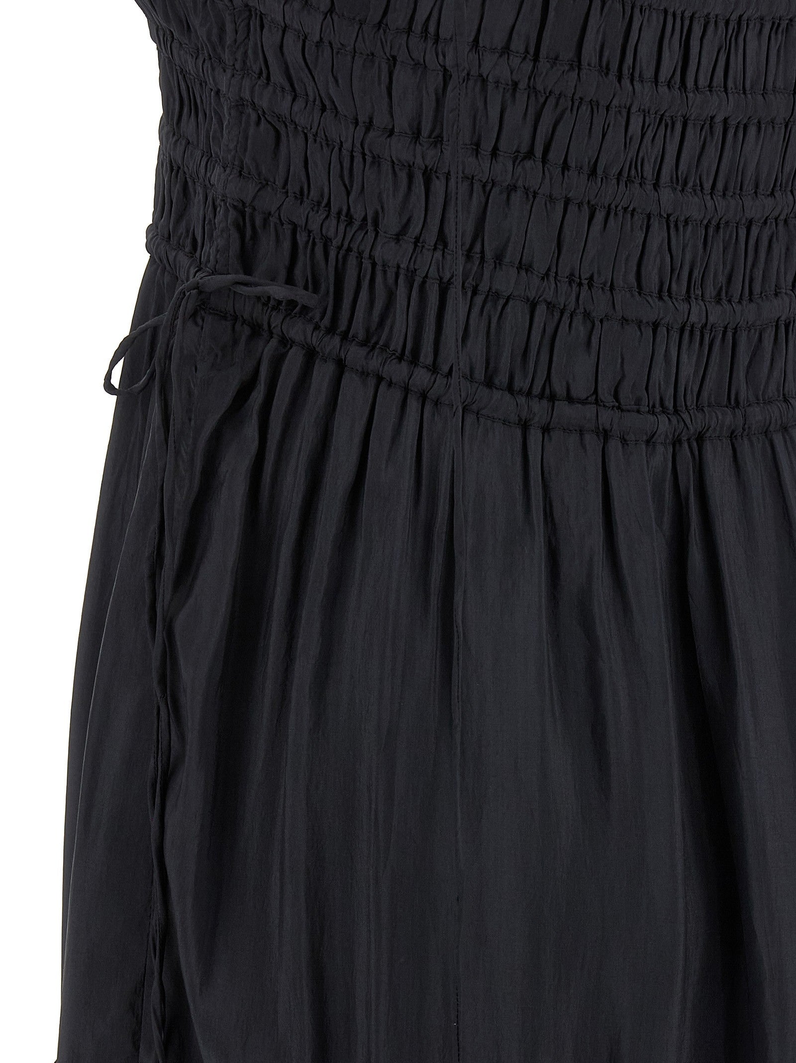 Ganni Black Smock Tie Dress Grey