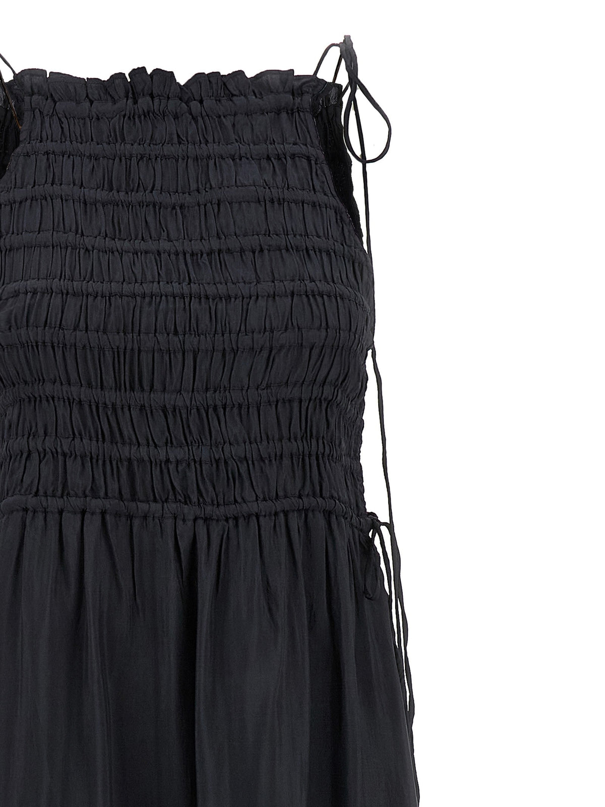 Ganni Black Smock Tie Dress Grey, view 3