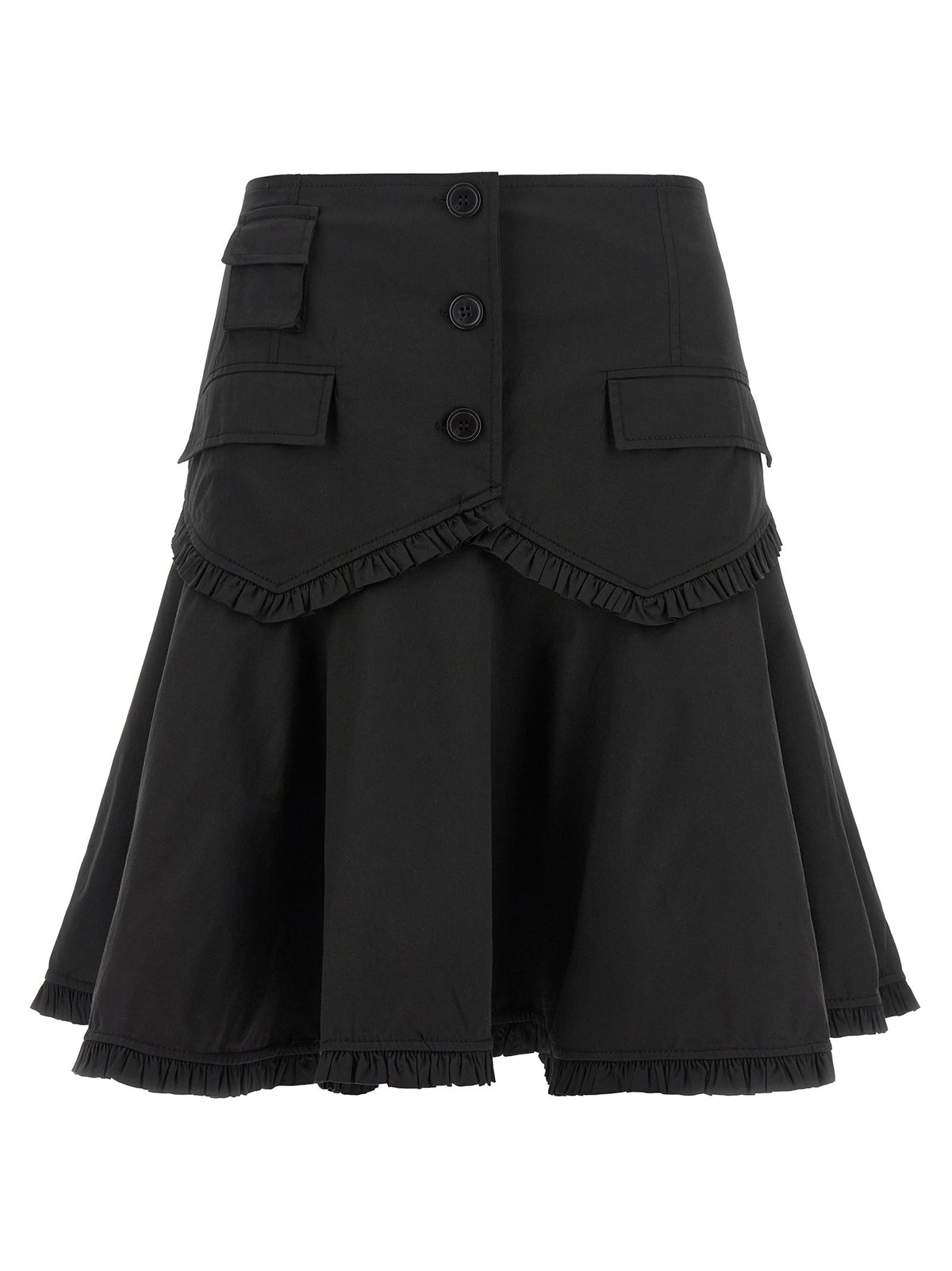 Ganni Black Stretch Cotton Skirt Black