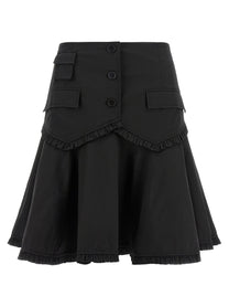 Ganni Black Stretch Cotton Skirt Black