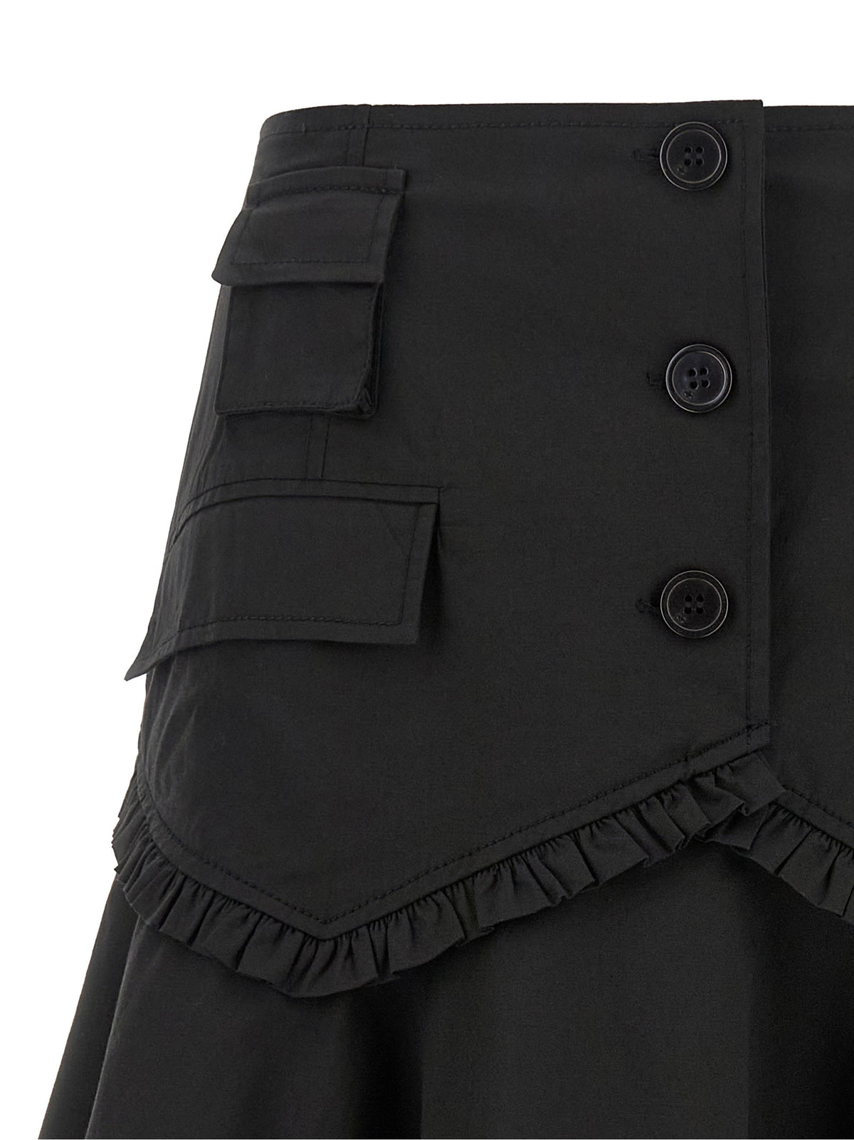 Ganni Black Stretch Cotton Skirt Black