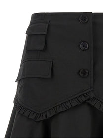Ganni Black Stretch Cotton Skirt Black