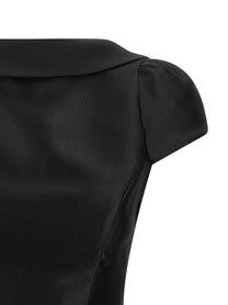 self-portrait Black Taffetà Collared Mini Dress Black