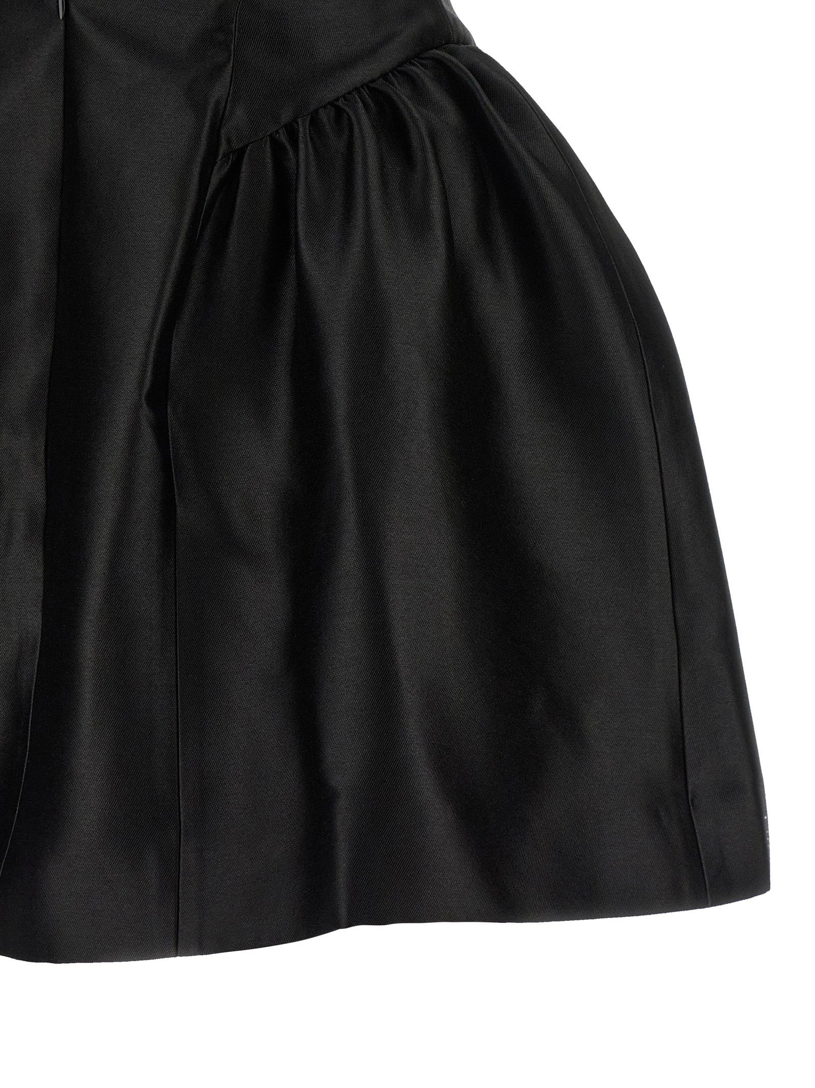 self-portrait Black Taffetà Collared Mini Dress Black