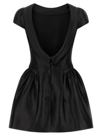 self-portrait Black Taffetà Collared Mini Dress Black