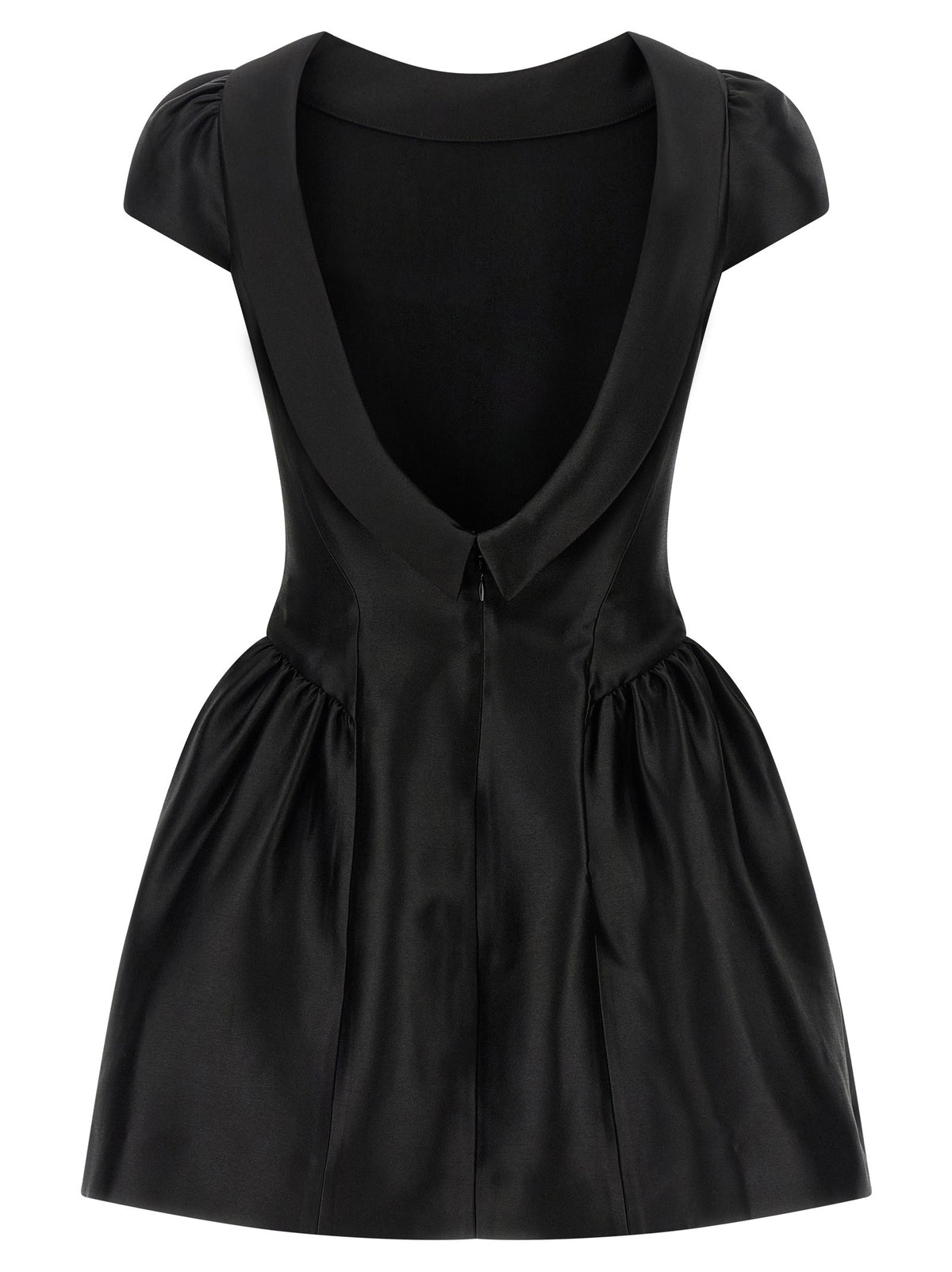 self-portrait Black Taffetà Collared Mini Dress Black, view 2