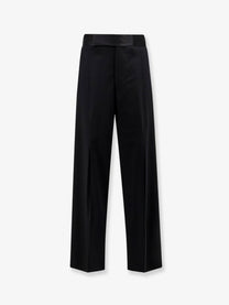 Giorgio Armani Men's Black Tailored Wool Trousers Black