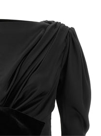 Balmain Black Velvet Bow Dress Black